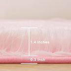 Andency Pink Soft Area Rugs for Living Room Bedroom, 3x5 Non-Slip Fluffy Shag Carpet, Indoor Floor Fuzzy Shaggy Living Room Plush Rug for Kids Dorm Nursery Home Decor Aesthetic