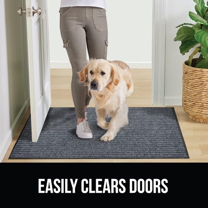 GORILLA GRIP Waterproof Traffic Guard Door Mat, 70x24, Heavy Duty Entryway Mats, Strong Rubber Back Commercial Rugs for Office Hallway, Garage Floor and Home, Low Profile Carpet Runner, Charcoal Gray