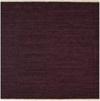Rugsotic Carpets Hand Woven Flat Weave Kilim Wool ECO-Friendly Area Rugs - 6'x6', Square Shape, Plum Color, Solid Plain Design, Low Pile Handmade Area Rugs for Living Room, Bed Room (D00111)