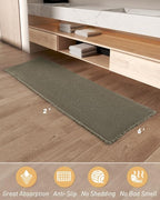 Upgraded Christmas Waffle Runner Rug Super Absorbent Non Slip Bath Mats for Bathroom Floor Washable Bathroom Runner Rug with Tassels, Ideal for Hallway Bedroom Laundry Room, Green, 2' x 6'(24" x 72")