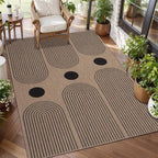 Tangsoo Modern Easy Jute 3x5 Outdoor Rug for Living Room,Washable Indoor Rugs Farmhouse Non-Slip Thin Indoor Door Mat,Contemporary Throw Carpet Front Porch Bedroom Patio Entryway Balcony