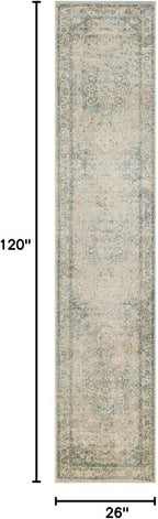 Nourison Home Astra Machine Washable Light Blue 2'2" x 10' Area Rug - Easy Clean, Non Shedding, Bed Room, Living Room, Dining Room, Kitchen (10' Runner)