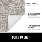 GORILLA GRIP Plush Absorbent Shaggy Chenille Bath Rug Mat for Oval Toilet Base with Rubber Backing, Machine Washable Rugs, Soft Microfiber Contour Mats for Toilets, Bathroom Decor, Lt Gray