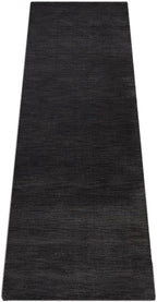 Hand Knotted Loom Wool ECO-Friendly Area Rugs - 2'6''x12', Runner, Charcoal Color, Solid Plain Design, High Pile Handmade Anti Skid Area Rugs for Living Room, Bed Room (L00111)