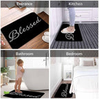 Black Glitter Blessed Bath Rugs Bible Verse Blessed Microfiber Bathroom Mat Soft Plush Shaggy Shower Mat for Bathroom Fluffy Comfortable Water Absorbent Carpet Non-Slip Machine Washable 20"X30"