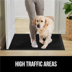 GORILLA GRIP 100% Waterproof All-Season WeatherMax Doormat US Designed Natural Rubber, Stain and Fade Resistant, Low Profile Indoor Outdoor Door Mats, Easy Clean Patio Mat, 23x35, Black Diamond
