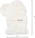 Sheepskin Long Hair 2x3 ft | Bedside Rugs for bedrooms, Sofa, Chair or The Dining Table | Each Sheepskin Rug is Unique and Created by Nature | Small Fluffy Rug in Color White