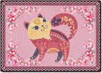 Cartoon Animal Pattern Area Rug Cute Cat Luxury Floral Decor for Carpet Farmhouse Bedroom Living Room Rugs Bathroom Kitchen Runner Mat Indoor Outdoor Non Slip Doormat 1.6' X 2.6'