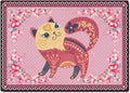Cartoon Animal Pattern Area Rug Cute Cat Luxury Floral Decor for Carpet Farmhouse Bedroom Living Room Rugs Bathroom Kitchen Runner Mat Indoor Outdoor Non Slip Doormat 3.2' X 5.2'