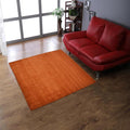 Hand Knotted Loom Wool ECO-Friendly Area Rugs - 8'x8', Square, Orange Color, Solid Plain Design, High Pile Thick Handmade Anti Skid Area Rugs for Living Room, Bed Room (L00111)