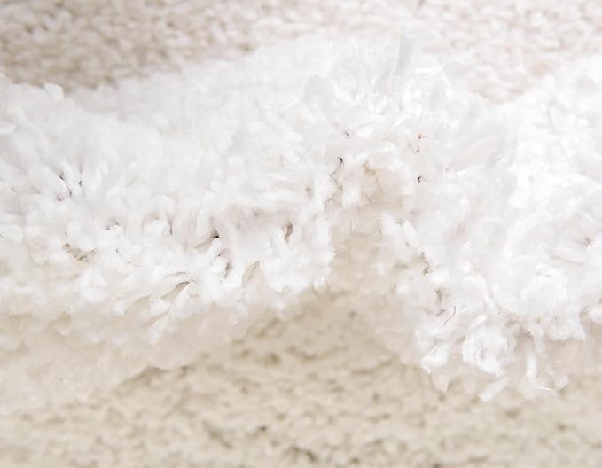Unique Loom Davos Shag Collection Area Rug - Solid (5' 3" Square, White/ Ivory)