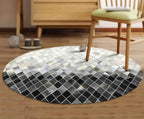 Round Area Rug – Modern Geometric Diamond Pattern Carpet for Living Room, Bedroom, Nursery, Office & Home Décor – Soft Anti-Slip Indoor Floor Mat - (Grey, 4×4ft)