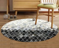 Round Area Rug – Modern Geometric Diamond Pattern Carpet for Living Room, Bedroom, Nursery, Office & Home Décor – Soft Anti-Slip Indoor Floor Mat - (Grey, 3×3ft)