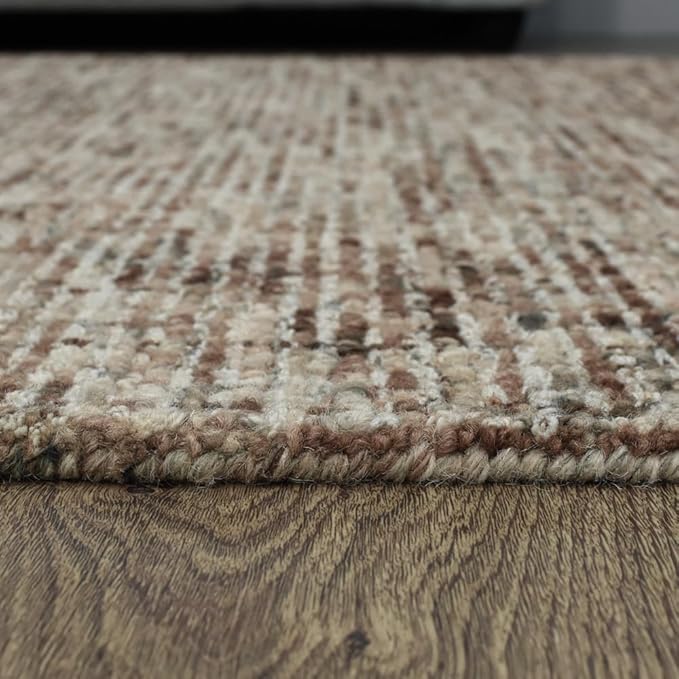 Rugsotic Carpets Hand Tufted Wool ECO-Friendly Area Rugs - 5'x8', Rectangle Shape, Beige & Brown, Solid Plain Design, High Pile Thick Handmade Area Rugs for Living Room, Bed Room (KWC111)