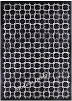 Modern Design Premium Cowhide Leather Carpet with Chevron Pattern, Area Rug (Black/Grey/White, 9x12)