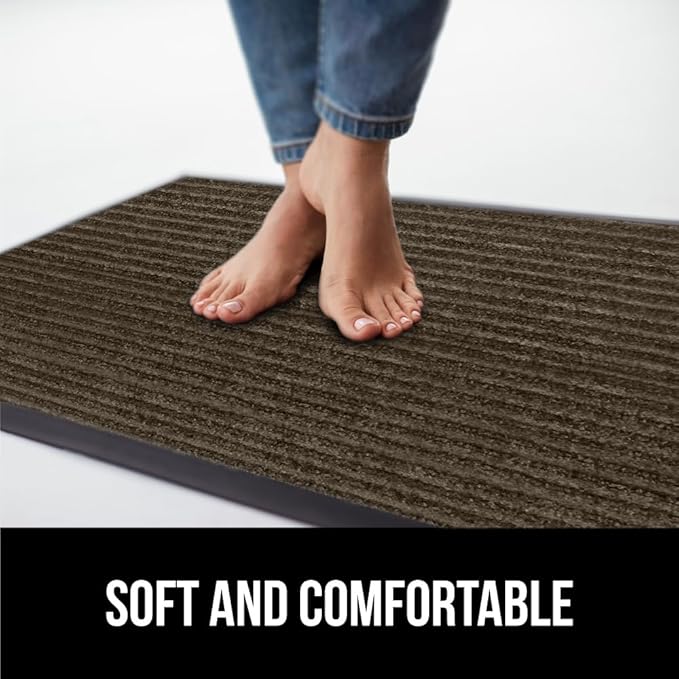GORILLA GRIP Waterproof Traffic Guard Door Mat, 2 Pack Heavy Duty Entryway Mats, Strong Rubber Back Commercial Utility Rugs for Office Hallway, Garage Floor and Home, Low Profile Carpet, 35x23, Brown