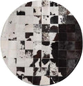 Cowhide Round Leather Rug 8x8 ft – Genuine Hair-On Hide Patchwork Area Rug for Living Room, Bedroom, Kids Playroom, Lounge & Western Home Decor