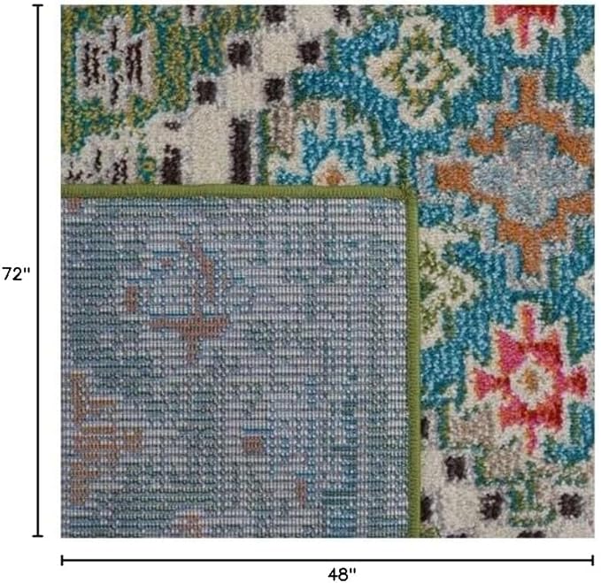 SAFAVIEH Madison Collection Accent Rug - 4' x 6', Green & Beige, Boho Diamond Distressed Design, Non-Shedding & Easy Care, Ideal for High Traffic Areas in Entryway, Living Room, Bedroom (MAD418Y)