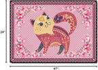 Cartoon Animal Pattern Area Rug Cute Cat Luxury Floral Decor for Carpet Farmhouse Bedroom Living Room Rugs Bathroom Kitchen Runner Mat Indoor Outdoor Non Slip Doormat 2' X 4'