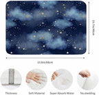 Stars and Clouds Bath Mats for Bathroom Dark Blue Watercolor Night Sky Galaxy Universe Space Floor Bath Rugs Machine Washable Bathmat Carpet Rug Room Decor for Shower Floor 16 X 24 inch Mat