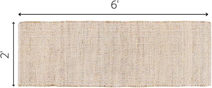 Savi Home Jute Cotton Handwoven Runner Rug 24"x72" - Natural Fiber Rustic Farmhouse Runner Rug - Vintage Boho Decor for Bedroom, Dining Room, Hallway & Office