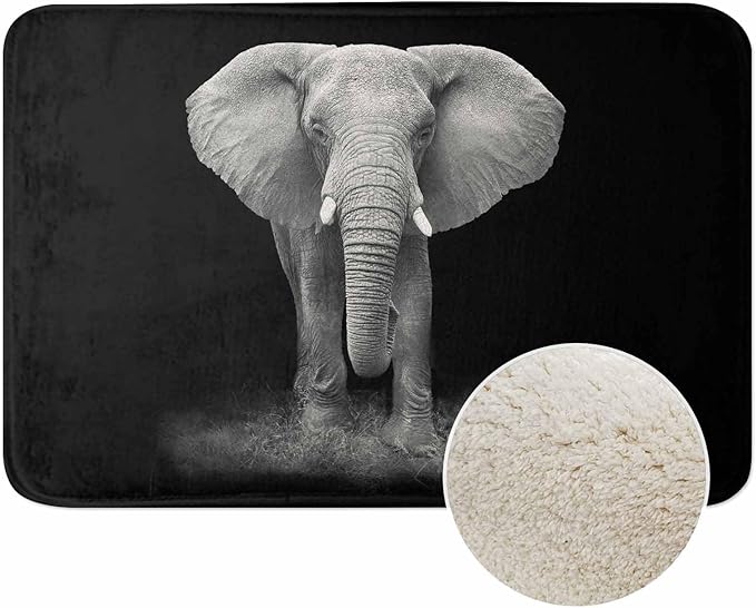 Elephant Bath Rugs Microfiber Bathroom Mat Soft Plush Shaggy Shower Mat for Bathroom Fluffy Comfortable Water Absorbent Carpet Non-Slip Machine Washable 20"X30"