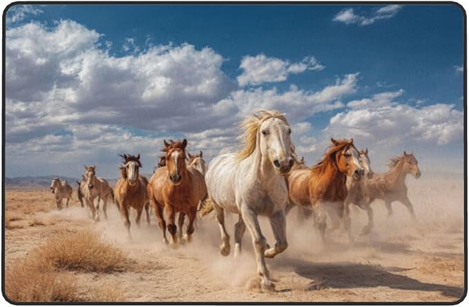 Running Horse Area Rug Washable Outdoor Rugs Anti-Slip Soft Carpet Entryway Indoor Door Mat for Bedroom,Living Room,Porch,Terrace and Entrance Decor 3'x 2'