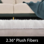 Latepis White Runner 2x6 Faux Sheepskin Fluffy Rug Furry Plush Rugs Faux Fur Sheep Skin Rug for Bedroom Sofa Throw Cushion Room Decor, Sheepskin