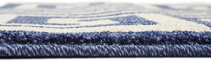 Unique Loom Athens Collection Classic Geometric Modern Border Design Area Rug (2' 7 x 10' 0 Runner, Navy Blue/ Beige)