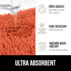 GORILLA GRIP Plush Absorbent Shaggy Chenille Bath Rug Mat for Oval Toilet Base with Rubber Backing, Machine Washable Rugs, Soft Microfiber Contour Mats for Toilets, Bathroom Decor, Coral