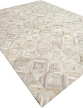Premium Diamond Patterned Leather Area Rug - 6X9 ft - White- Luxury Non Slip Floor Accent for Dining Room, Living Room, Entryway, Elegant Collection Indoor Carpet