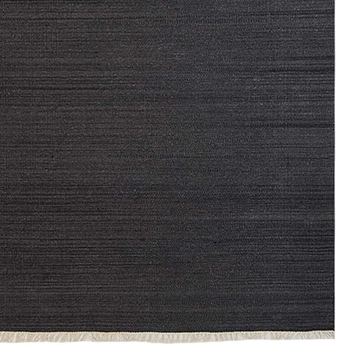 Rugsotic Carpets Hand Woven Flat Weave Kilim Wool ECO-Friendly Area Rugs - 2'6''x10', Runner Shape, Charcoal Color, Solid Plain Design, Low Pile Handmade Rugs for Living Room, Bed Room (D00111)