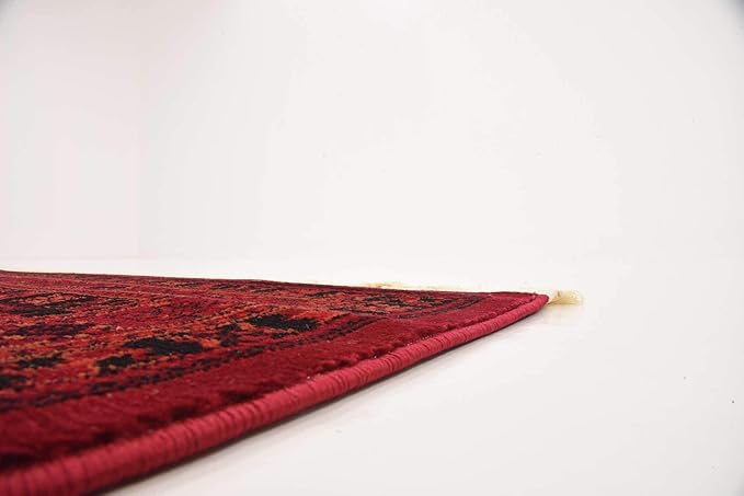 Unique Loom Tekke Collection Area Rug - Sheibani (4' 1" x 6' 1" Rectangle Red/Black)