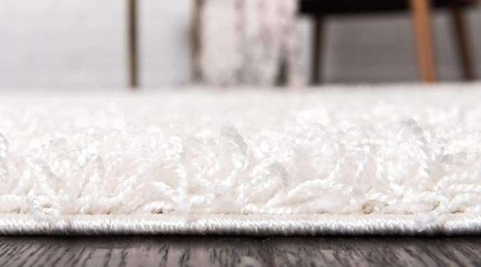 Unique Loom Solid Shag Collection Area Rug (8' x 11' Rectangle, Snow White)