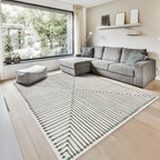 GLN Rugs Contemporary Collection - Machine Washable Area Rug, Contemporary Washable, Non Slip, Low Pile Chenille Rug, Living Room, Bedroom, Kitchen Rug (8' x 10' Green Beige)