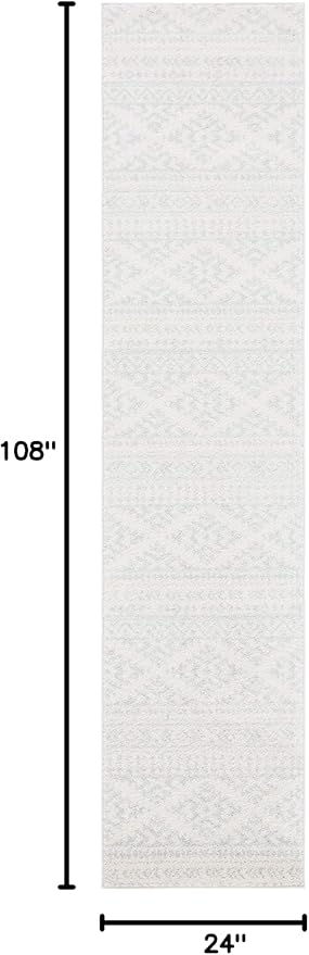 SAFAVIEH Tulum Collection Runner Rug - 2' x 9', Ivory & Light Grey, Moroccan Boho Tribal Design, Non-Shedding & Easy to Clean, Ideal for Living Room, Hallway, Foyer, Entryway, Bedroom (TUL272G)