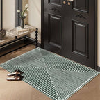 GLN Rugs Contemporary Collection - Machine Washable Area Rug, Contemporary Washable, Non Slip, Low Pile Chenille Rug, Living Room, Bedroom, Kitchen Rug (2' x 3' Beige Green)
