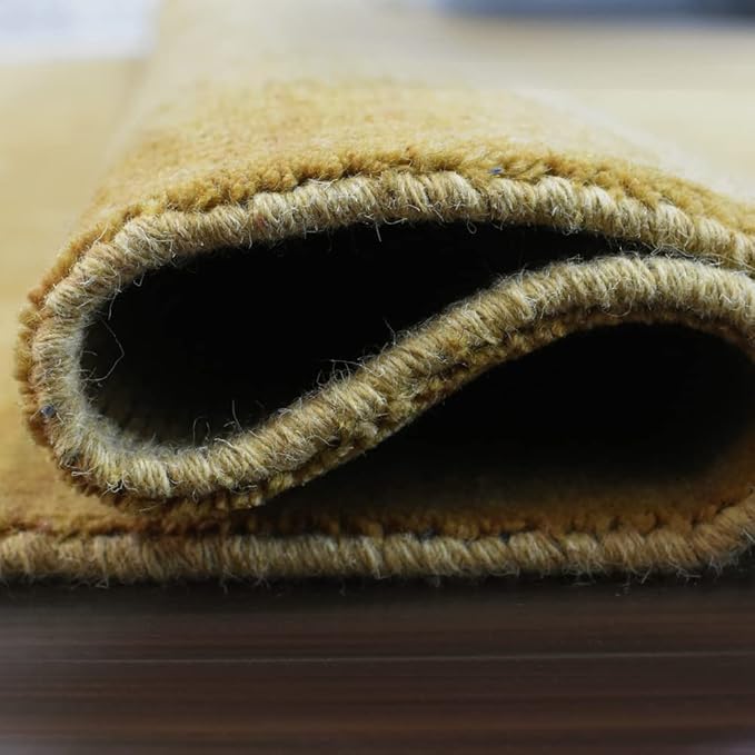 Hand Knotted Loom Wool ECO-Friendly Area Rugs - 10'x10', Octagon, Gold Color, Solid Plain Design, High Pile Thick Handmade Anti Skid Area Rugs for Living Room, Bed Room (L00111)