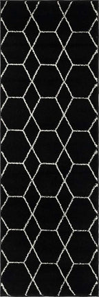Unique Loom Trellis Frieze Collection Area Rug - Geometric (2' x 6' 1" Runner, Black/ Ivory)