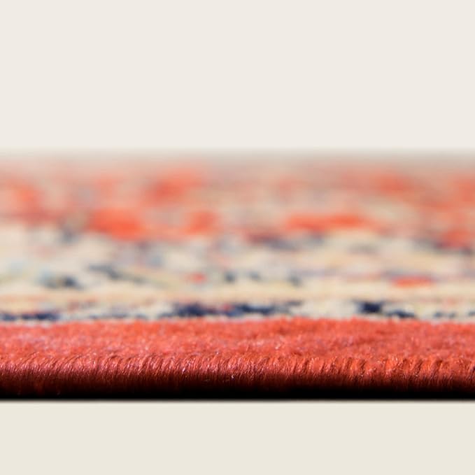 Rugs.com Yasmin Collection Rug – 8 Ft Round Terracotta Medium Rug Perfect for Kitchens, Dining Rooms