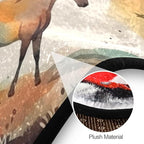 Round Washable Non-Slip Rug for Home & Office Soft Carpet for Living Room, Bedroom & Entryway Indoor/Outdoor Horse Watercolor Design Perfect for Dining Room Rubber Backed & Easy to Clean.