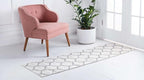 Rugs.com Lattice Frieze Collection Rug – 2' x 6' Runner Ivory Medium Rug Perfect for Living Rooms, Large Dining Rooms, Open Floorplans