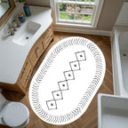 Simple Black and White Geometric Texture Bordered Area Rug 10x12 for Living Room Bedroom Dining Room Soft Washable Anti Slip Floor Mats Doormat Modern Minimalist Large Carpet Cozy Indoor Oval Rugs