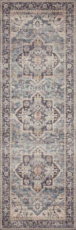 Loloi Hathaway Collection HTH-01 Navy/Multi 2'-3" x 3'-9", .25" Thick Accent Rug, Soft, Durable, Printed, Modern, Low Pile, Non-Shedding, Easy Clean, Living Room Rug