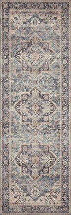Loloi Hathaway Collection HTH-01 Navy/Multi 7'-6" x 9'-6", .25" Thick Area Rug, Soft, Durable, Printed, Modern, Low Pile, Non-Shedding, Easy Clean, Living Room Rug