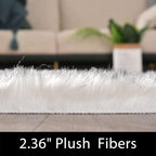 Latepis Grey and White Small Round Rug 3ft Faux Sheepskin Fur Circle Rug for Living Room Bedside Fluffy Shag Rugs Cute Room Décor