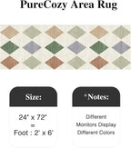 2x6 Runner Checkered Rug for Hallways Colorful Washable Long Carpet Non-Slip Low Pile Boho Indoor Accent Throw Rug for Entrance Kitchen Bedroom Dining Laundry