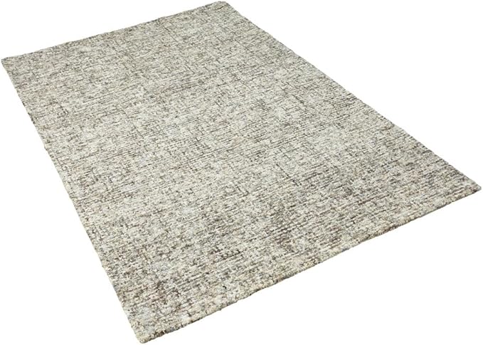 Hand Tufted Wool ECO-Friendly Area Rugs - 8'x10', Rectangle Shape, Dark Brown & Beige, Solid Plain Design, High Pile Handmade Area Rugs for Living Room, Bed Room (KWC111)
