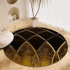 Luxury Black Gold Round Rug Vintage Golden Texture Living Room Circle Area Rugs 7ft Washable Soft Non Slip Low Pile Indoor Floor Carpet for Bedroom Office Kitchen Coffee Table