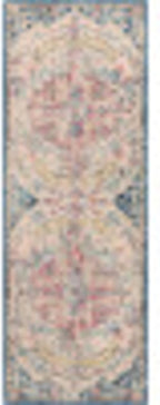 Livabliss Area Rugs - 3x10 Odelia Vintage Boho Aqua Burgandy Blue Runner Area Rug for Living Room Bedroom - Floral Medallion Stain Resistant Carpet for Kitchen, Nursery, Office (2'7" x 10', Runner)